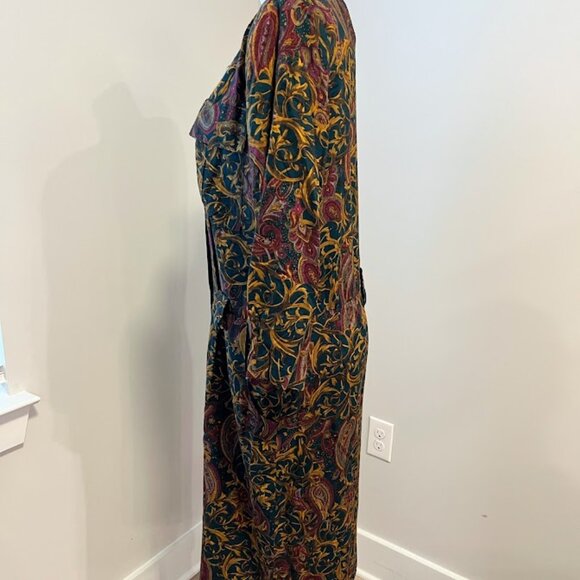 80s Paisley Dress teal and gold - Picture 3 of 8